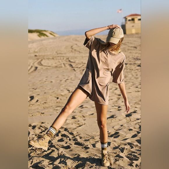 NWOT Free People Hot Shot Tee Romper in Mocha Latte - Picture 5 of 16